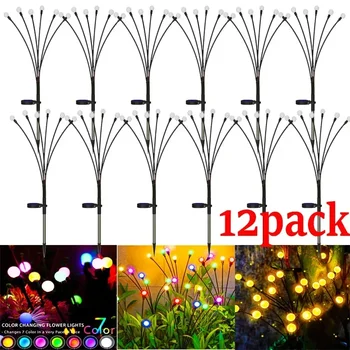 1/4/8/12Pack kültéri LED napelemes lámpák vízálló Starburst szentjánosbogár lámpák gyepkerti lámpa ösvényhez Tájkép dekoratív lámpák