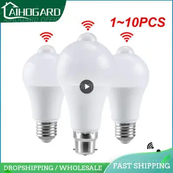 1 ~ 10PCS E27 PIR mozgásérzékelő lámpa 12W 15W 18W LED izzó mozgásérzékelővel B22 infravörös sugárzás mozgásérzékelő biztonsági fény