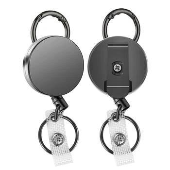 2 csomag nagy teherbírású visszahúzható jelvénytartó tekercsek, fém azonosító jelvénytartó övcsipeszes kulcstartóval a névkártya kulcstartójához