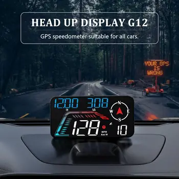 2023 G12 GPS HUD digitális sebességmérő Plug and Play minden autóhoz Big Font KMH MPH futásteljesítmény Helyi idő magasság Head-up kijelző