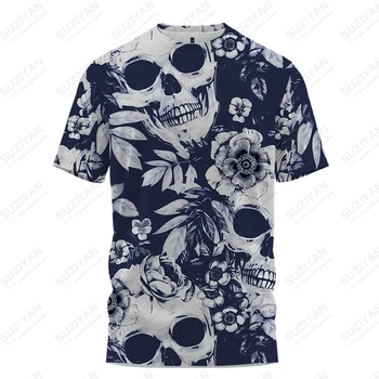 2023 Új vintage koponya 3D nyomtatású póló Férfi nyári póló Horror alkalmi póló Harajuku póló O-nyakú hip-hop póló