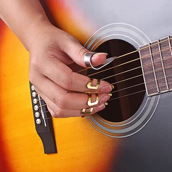 3 Metal Finger Picks + 1 Thumb Pick Set gitár ujjpiszkáló gitár bendzsóhoz