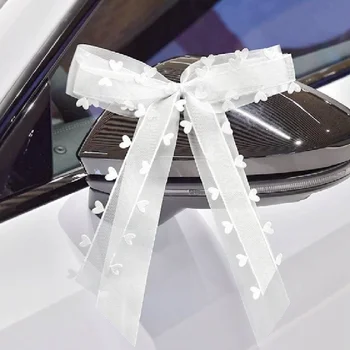 30/50DBS fehér szalag bowk esküvői autó bowknot DIY ajándékcsomagolás szalag íjak romantikus esküvő születésnapi zsúr szék dekorációk