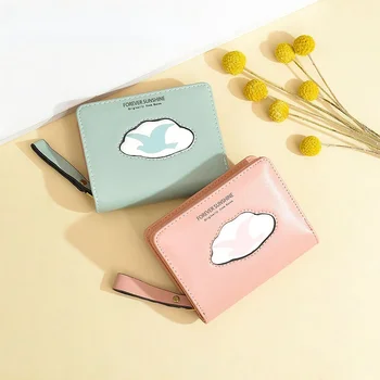 A divat új koreai változata női táska Sirály nyomtatás Student Small friss, egyszerű többfunkciós összecsukható pénztárca