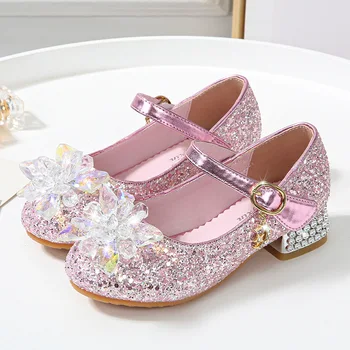 AINYFU hercegnő rózsaszín cipő lányok magas sarkú cipő 2023 új flitteres strasszok gyerekcipők diákcipők gyerek egyszemélyes cipők rózsaszín kék H52