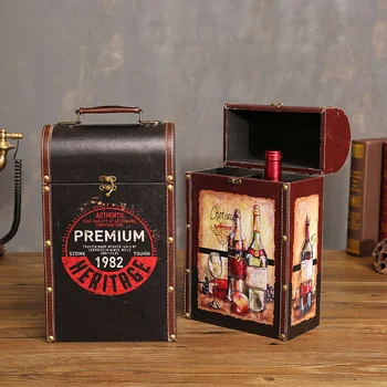 Amerikai dupla vörösbor szervező doboz Fa borosdoboz barátok ajándékozásához Otthoni borszekrény dekoráció Fa doboz