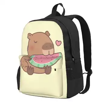 Aranyos Capybara szereti a görögdinnye hátizsákot diáknak Iskola laptop utazótáska görögdinnye nyári rágcsáló aranyos állatok Kawaii