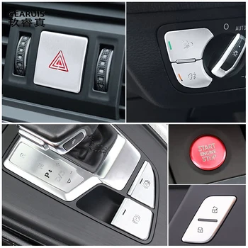 Autó központi vezérlés Ajtózár Motorindítás leállítása Elektronikus kézifék kapcsoló Gombok Borító matrica díszítés az Audi Q5 FY 2018-2023 számára