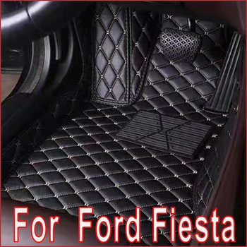 Autó padlószőnyegek Ford Fiesta 2016 2015 2014 2013 2012 2011 2010 2009 2008 Bőr szőnyegek Automatikus belső vízálló dekoráció