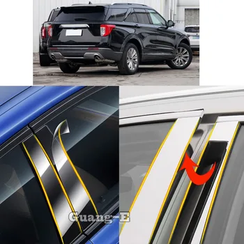 Autó TPU / fényes tüköroszlop oszlopfedél a Ford Explorer U625 2020 2021 2022-2024 ajtókerethez Ablakformázás matrica kiegészítők