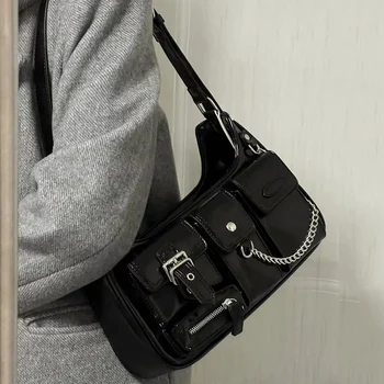 Brand Design lánc női hónalj táska Több zseb Női váll crossbody táska divat PU bőr pénztárca és kézitáska