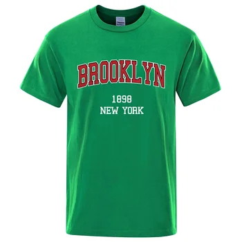 Brooklyn 1898 New York City Letter Prints ruhák Férfi pamut Cool póló Divat O-nyakú póló Lélegző oversize felsők Nyár