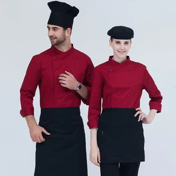 C635 Kínai étterem Kávézó Ruházat Éttermi ruhák Szakács pincérnő kabát munka Egyenruha Új divat élelmiszer Barista viselet
