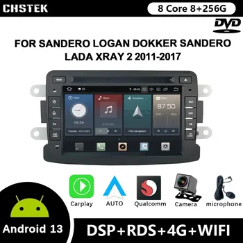 CHSTEK Android autórádió Sandero Logan Dokker Sandero Lada Xray 2 2011-2017 Qualcomm Bluetooth DVD CarPlay WIFI 4G Autorádió