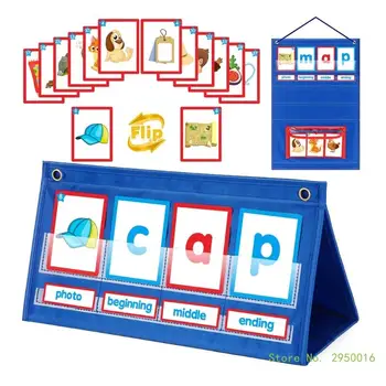 CVC Word Builder asztali zsebdiagram CVC Word helyesírási játékok Írástudási tanulókártyák Montessori oktatójáték gyerekeknek