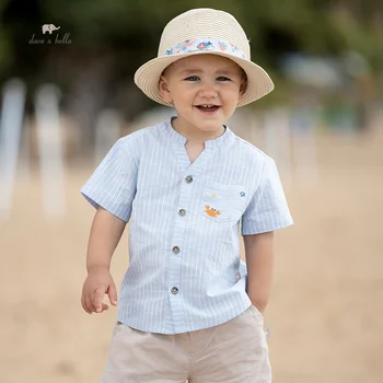 Dave Bella Gyermek rövid öltöny Nyári fiú kétrészes divat alkalmi V-nyakú szellőzés szabadtéri sport SeasideDB2234873