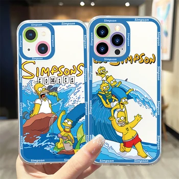Disney A Simpson család nyári átlátszó telefontok iPhone 15-höz 14 13 12 11 Mini XS XR X Pro MAX 8 7 Plus angyalszem
