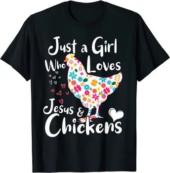 Egy lány, aki szereti Jézust és a csirkéket Suttogó póló női póló Pamut póló férfiaknak Design pólók alkalmi család
