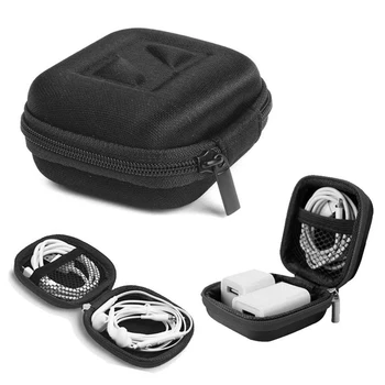 EVA fülhallgató táska négyzet alakú csomag fejhallgató kemény tok fejhallgató fülhallgató hordozó tároló tasak telefon töltőadapter dugó szervező