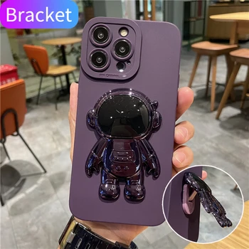 Fashion Noble Purple Astronaut puha telefontok iPhone 14 13 12 11 Pro Max XR 7 8 Plus SE ütésálló szilikon kitámasztó tok