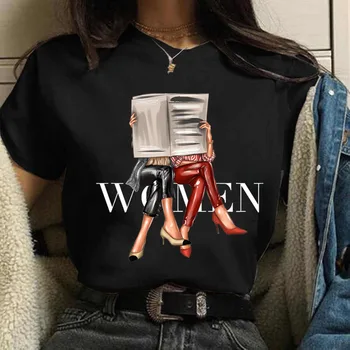 Fashion Women Print póló nők Új fekete póló női rövid ujjú grafikus póló felsők 90-es évek Női Harajuku pólók Streetwear