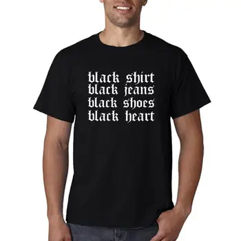 Fekete ing Fekete farmer Fekete cipő Fekete szív Gótikus stílusú férfi fekete póló