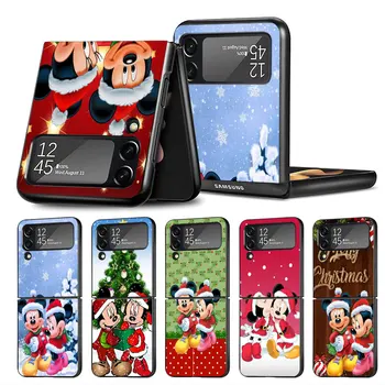 Funda Samsung Galaxy Z Flip 3 4 5G Flip3 Flip4 Flip5 tok fekete PC kemény luxus hátsó telefon borító karácsony Mickey Minnie
