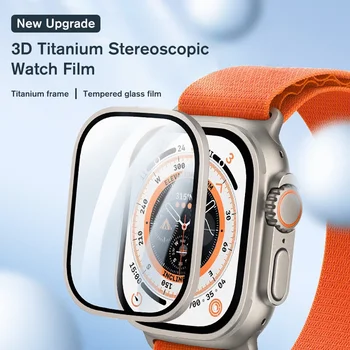 Fém alumíniumötvözet tok Apple Watch Ultra 2-höz 49 mm-es képernyő karcálló védőburkolat keret + HD edzett üveg filmhéj