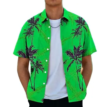 Férfi ing Rövid ujjú ingek férfiaknak Nyári túlméretezett nyomatos felsők Alkalmi Beach Aloha pólók Blúz 3D Ropa Para Hombre pólók