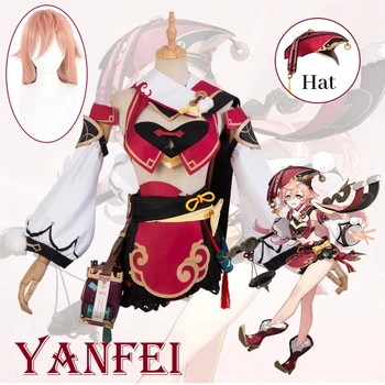 Genshin Impact Yanfei Cosplay jelmez Uniform Paróka Anime Halloween Kiváló minőségű jelmezek nőknek játék