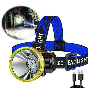 Hordozható LED fényszóró újratölthető halfény vízálló szuperfényes fejre szerelhető zseblámpa Fáklya horgászathoz, túrázáshoz, kempingezéshez