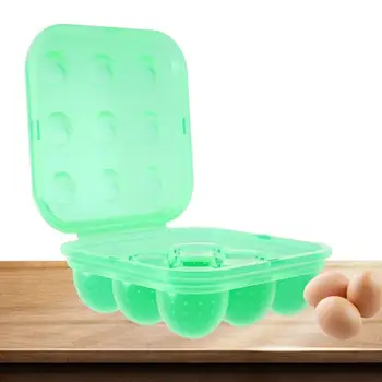 Hordozható tojástároló doboz 9 rács Ütésálló kempingtojás-hordozó szilikon tojás tároló védődoboz kültéri kempingezéshez túrázáshoz