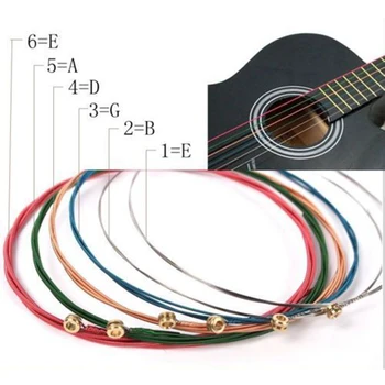 HOT One Set 6db szivárványos színes színes húrok akusztikus gitár tartozékhoz