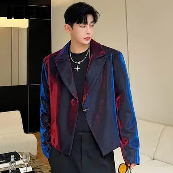 IEFB New Trend férfi ruházat Bsuit Jacket Chic Buton lehajtható gallér Férfi koreai személyre szabott fényes blézer tavaszi temperamentum 9C3765