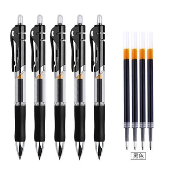 Ingyenes szállítás 3 préselő gél toll 0,5 mmK aláírás toll találkozó toll fekete piros kék diák iskolai kellékek tíz utántöltés küldéséhez