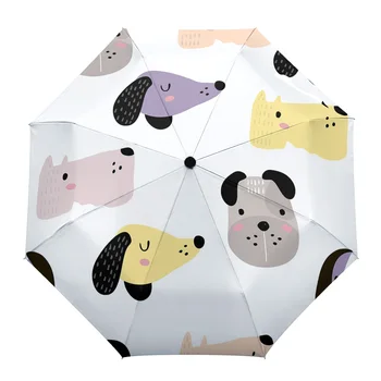 Kutya fej rajzfilm fülek orr eredet automatikus nyolc csont összecsukható eső esernyő szél esőállóság kültéri bumbershoot