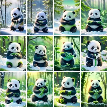 KÍNISZTÓRIUM Aranyos panda festék szám szerint Kézzel festett művészet Ajándék DIY képek számok szerint Állatrajz vászonkészletekre Lakberendezés
