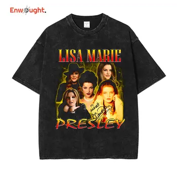 Lisa Marie Presley póló női énekes felsők pólók vintage mosott rövid ujjú old school stílus túlméretezett póló streetwear férfi