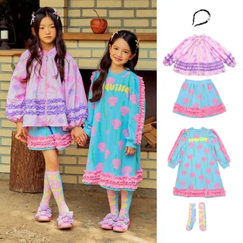 Lány ruha kabát kabát széldzseki szett 2023 ősz Új koreai pamut divat alkalmi gyermekruházat Gyerekruhák