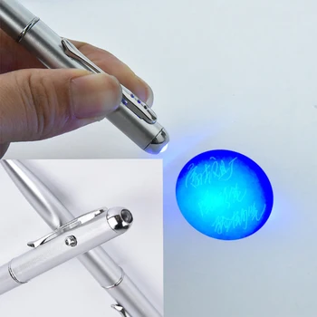 Láthatatlan UV világító műanyag golyóstoll Ultraibolya fluoreszkáló ceruza Pénz fluoreszkáló titkos információ ÍrásRajztoll