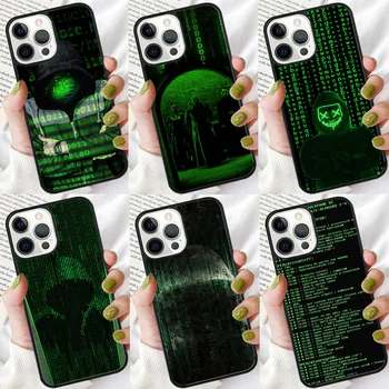 Matrix Hacker Phone Case iPhone-hoz SE2020 15 14 6 7 8 plus XR XS 11 12 13 Pro max puha lökhárító héjfedél coque