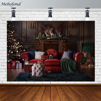 Mehofond Vintage karácsonyi dekoráció Háttér beltéri nappali kanapé Európai fal Karácsonyfa fotózás Háttérfotó Stúdió