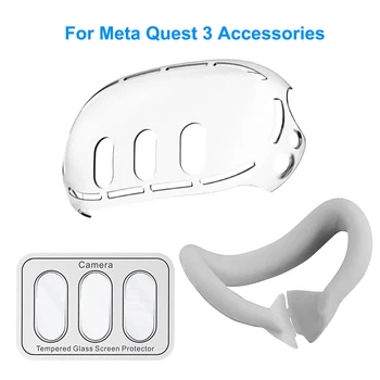 Meta Quest 3 kiegészítőkhöz VR sisak védőburkolat, porálló, karcálló arcvédő, 3db edzett film a Meta Quest 3-hoz