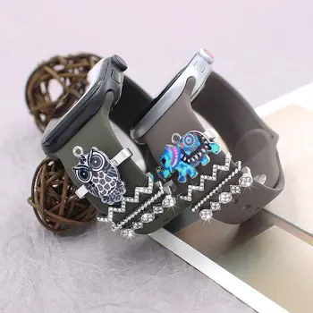 Metal Charms óraszíj dekorációs gyűrű Apple gyémánt díszhez iwatch karkötőhöz szilikon szíj ékszer kiegészítők