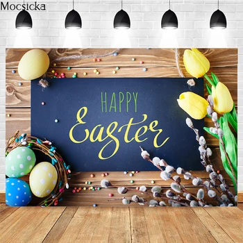 Mocsicka Boldog húsvéti fotózást Háttér tojások Fa tábla Pamut dekorációs kellékek Gyermek portré fotó Háttér banner