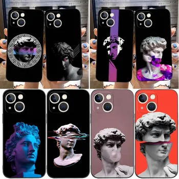 Mona Lisa Art David Phone Case Funda Apple Iphone 12 Pro 13 11 14 Max Xr X Xs Mini 6 6s 7 8 Plus Design hátlap