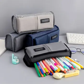 Nagy kapacitású írószer tároló táska Tartós vászon Hordozható írószer-rendszerező Többfunkciós tolltartó Diák