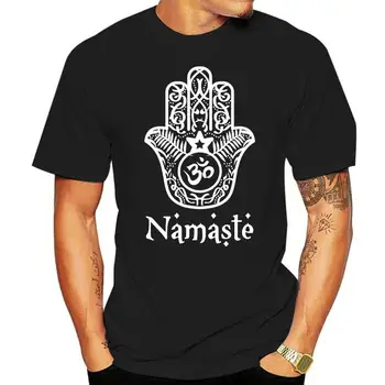 Namaste kéz Hamsa hinduizmus Védák Ohm póló Nyomtatott póló férfi rövid ujjú O nyakú pólók Nyári Stree Twear
