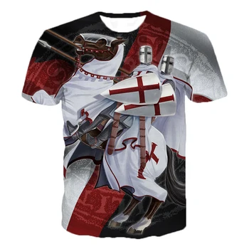 New Knights Templar 3D Print póló Knights Templar alkalmi pólók Férfi nők Harajuku Streetwear póló póló felsők Túlméretezett