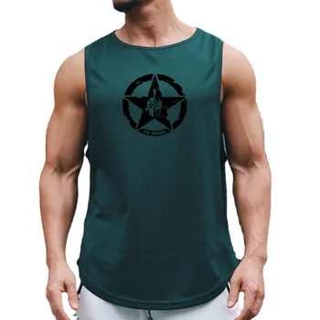 Nyár Új testépítés Nyomtatott tankfelsők Kültéri edzés Ujjatlan pólók Háló Lélegző 6 szín Singlet Men